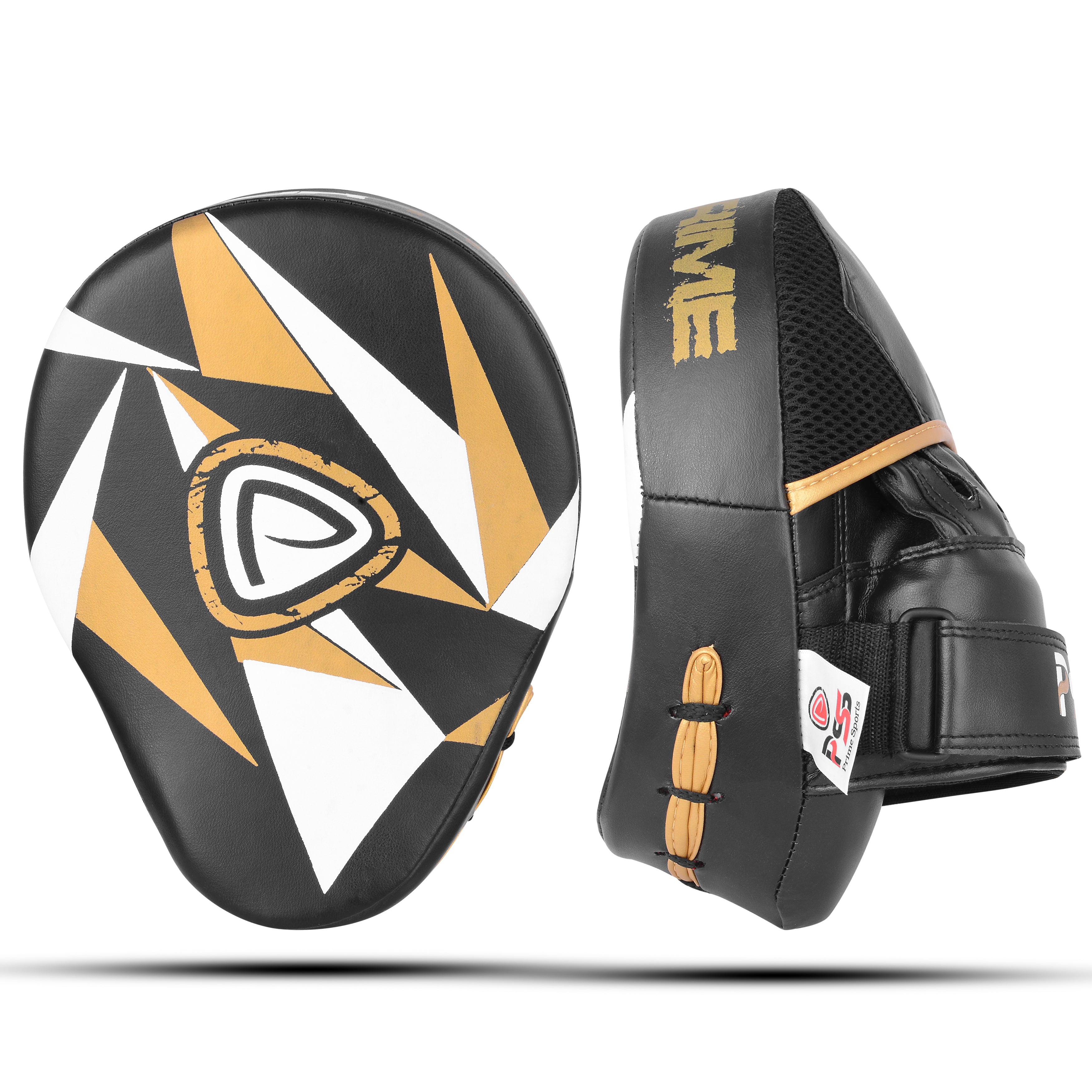 Leather Boxing Pad Black On White & Golden