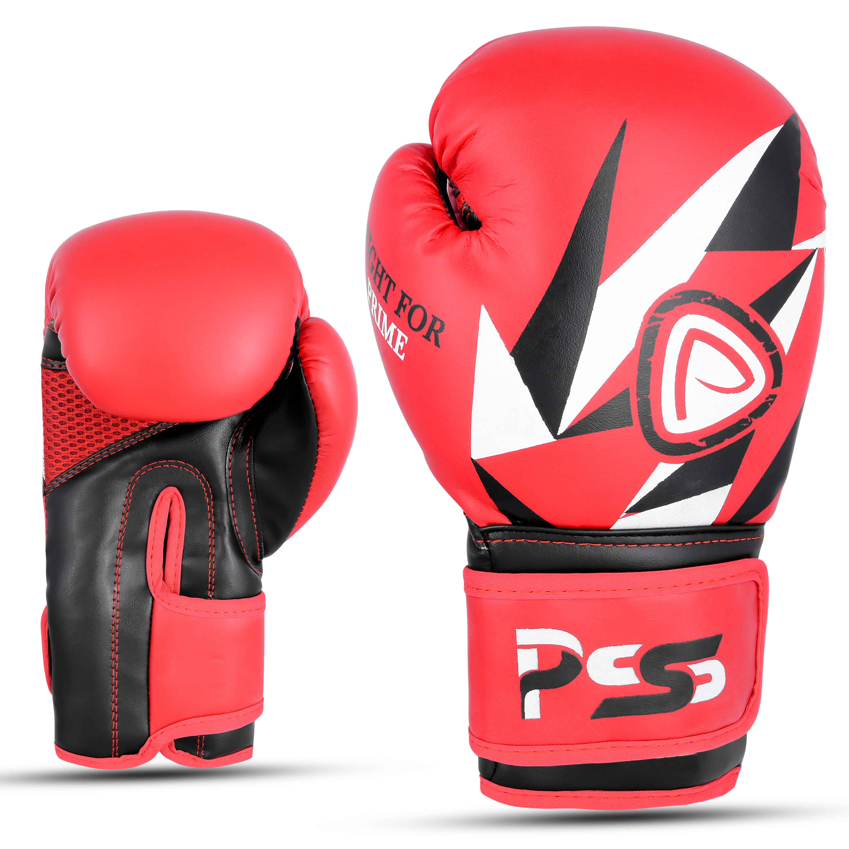 Kids Boxing Gloves Red On White & Black Pattern