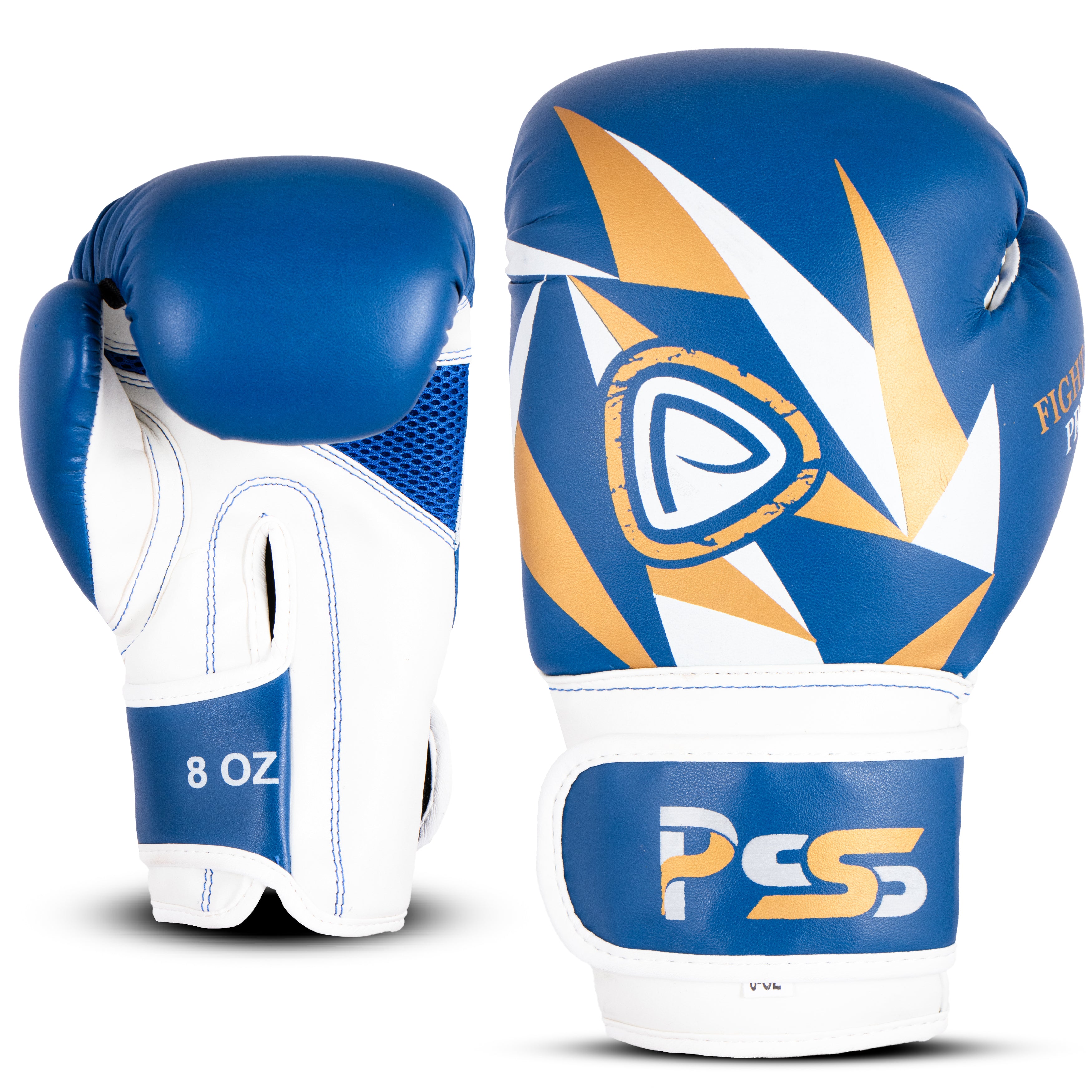 Kids Boxing Gloves Blue On Golden Pattern
