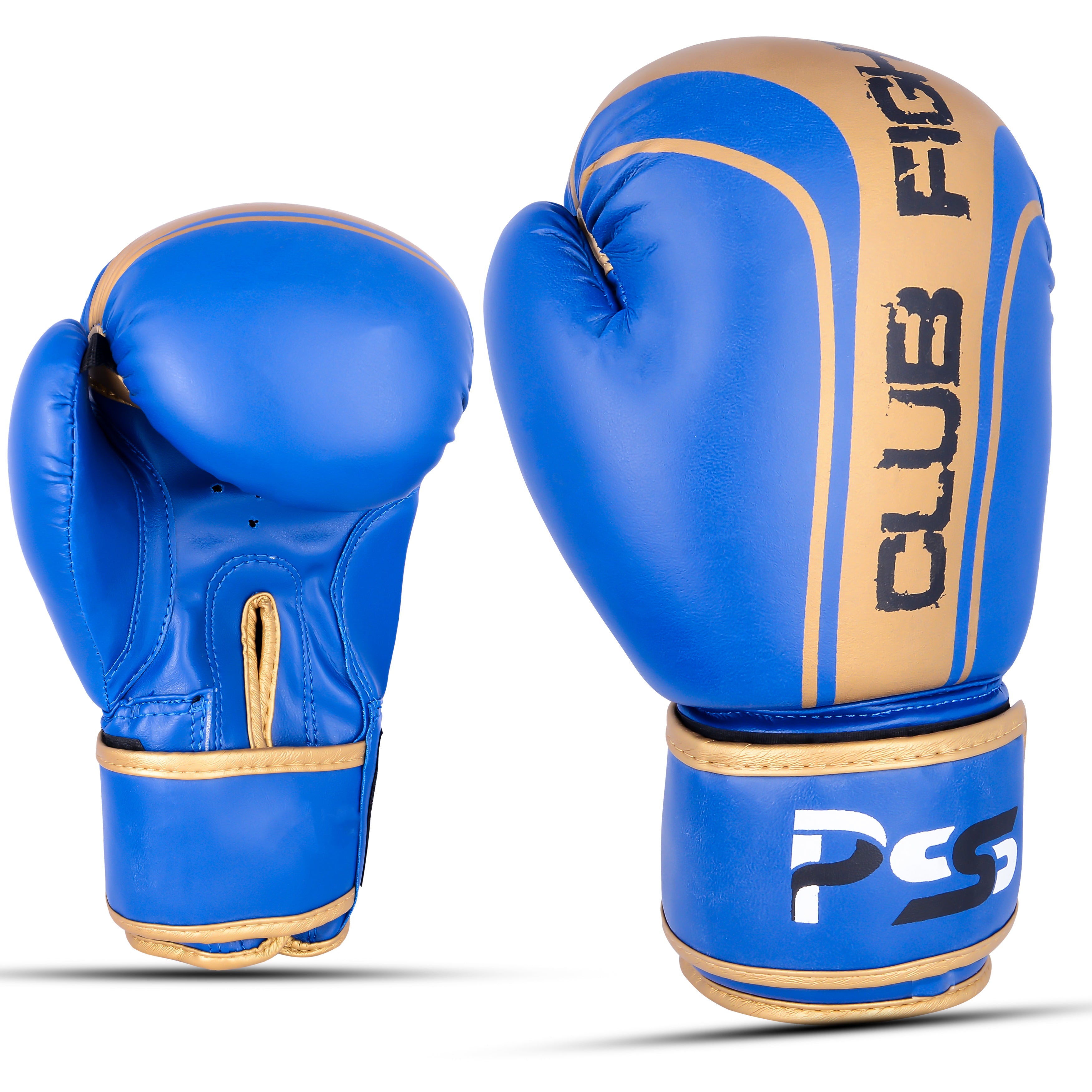 Kids Boxing Gloves Blue On Golden Line