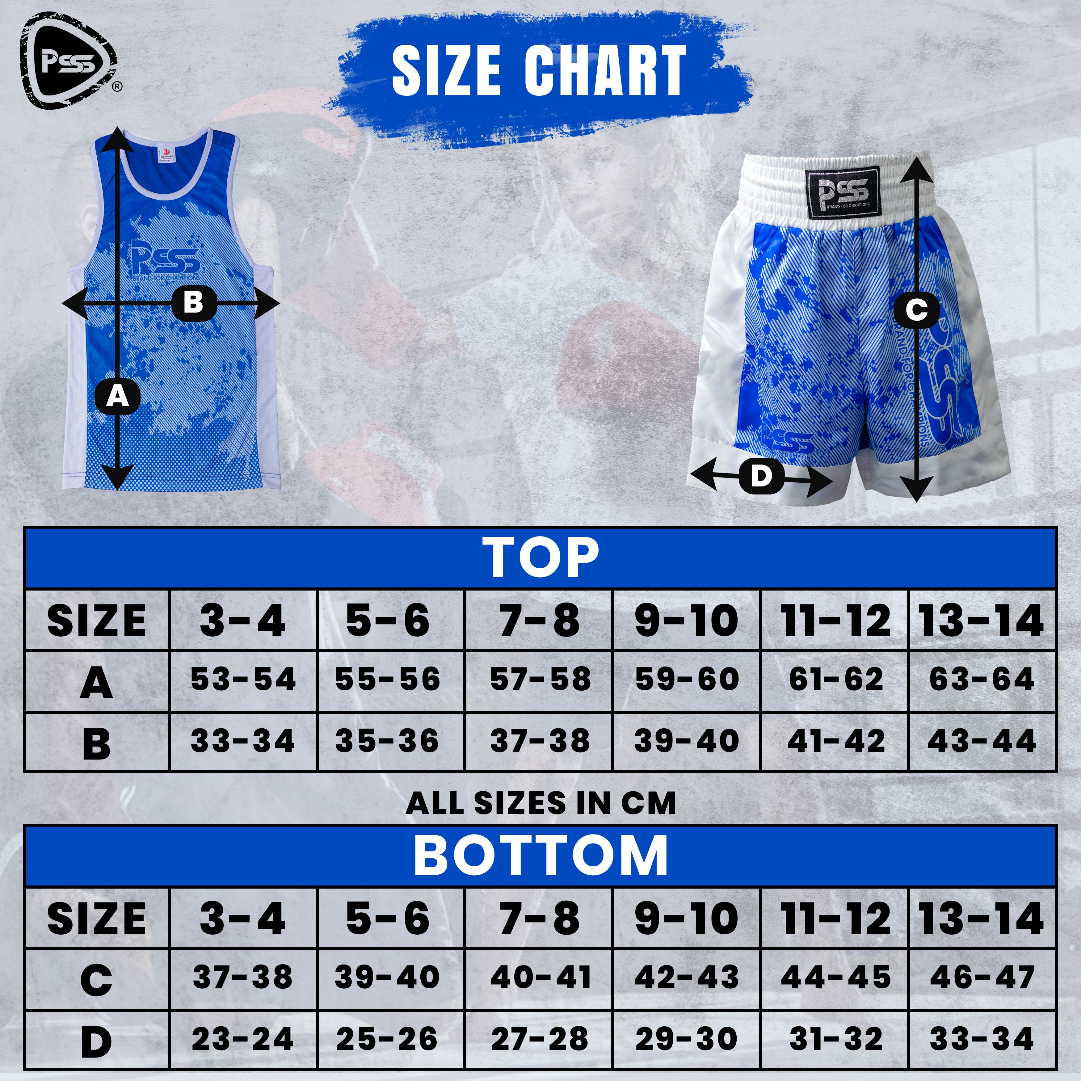Sublimation Design Kids Boxing Uniform Blue
