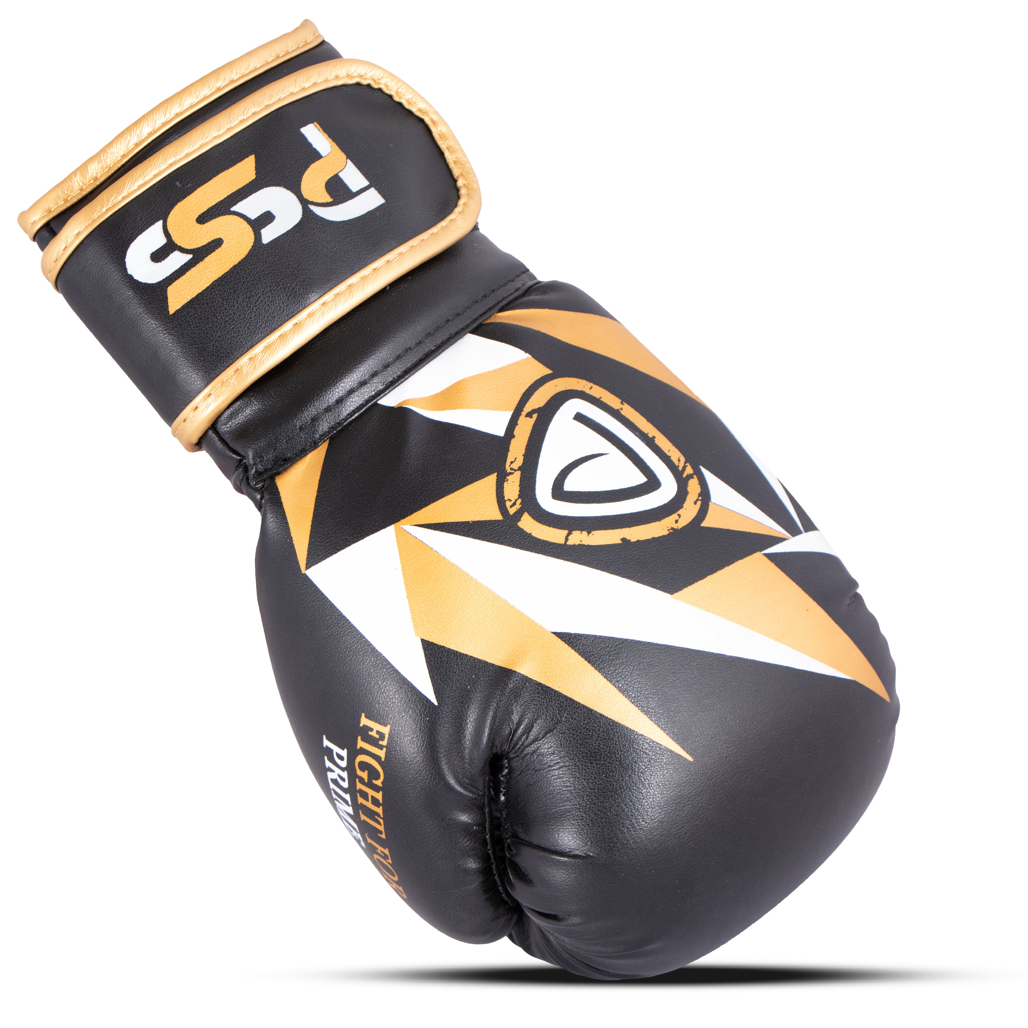 Kids Boxing Gloves Black On Golden Pattern
