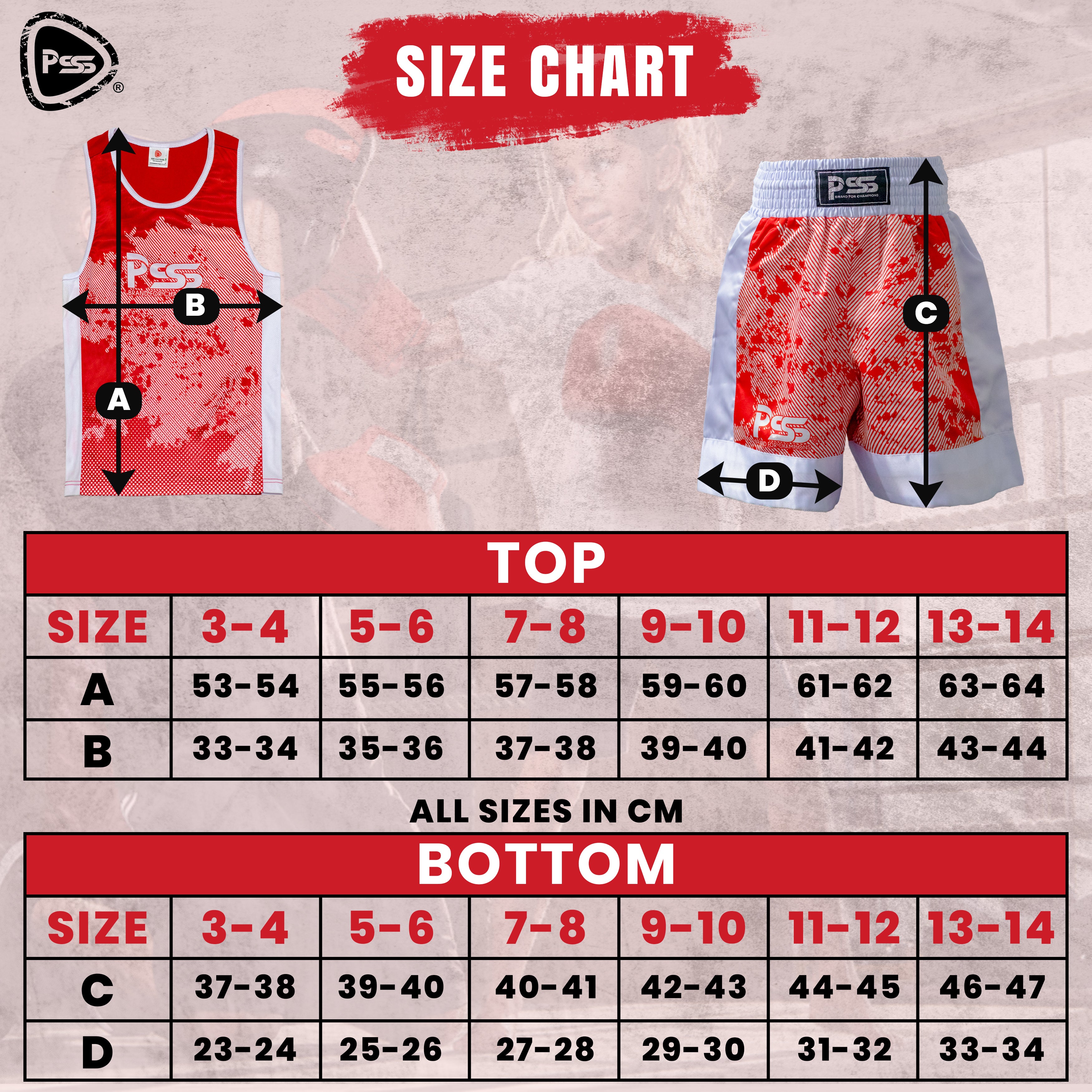 Sublimation Design Kids Boxing Uniform Red