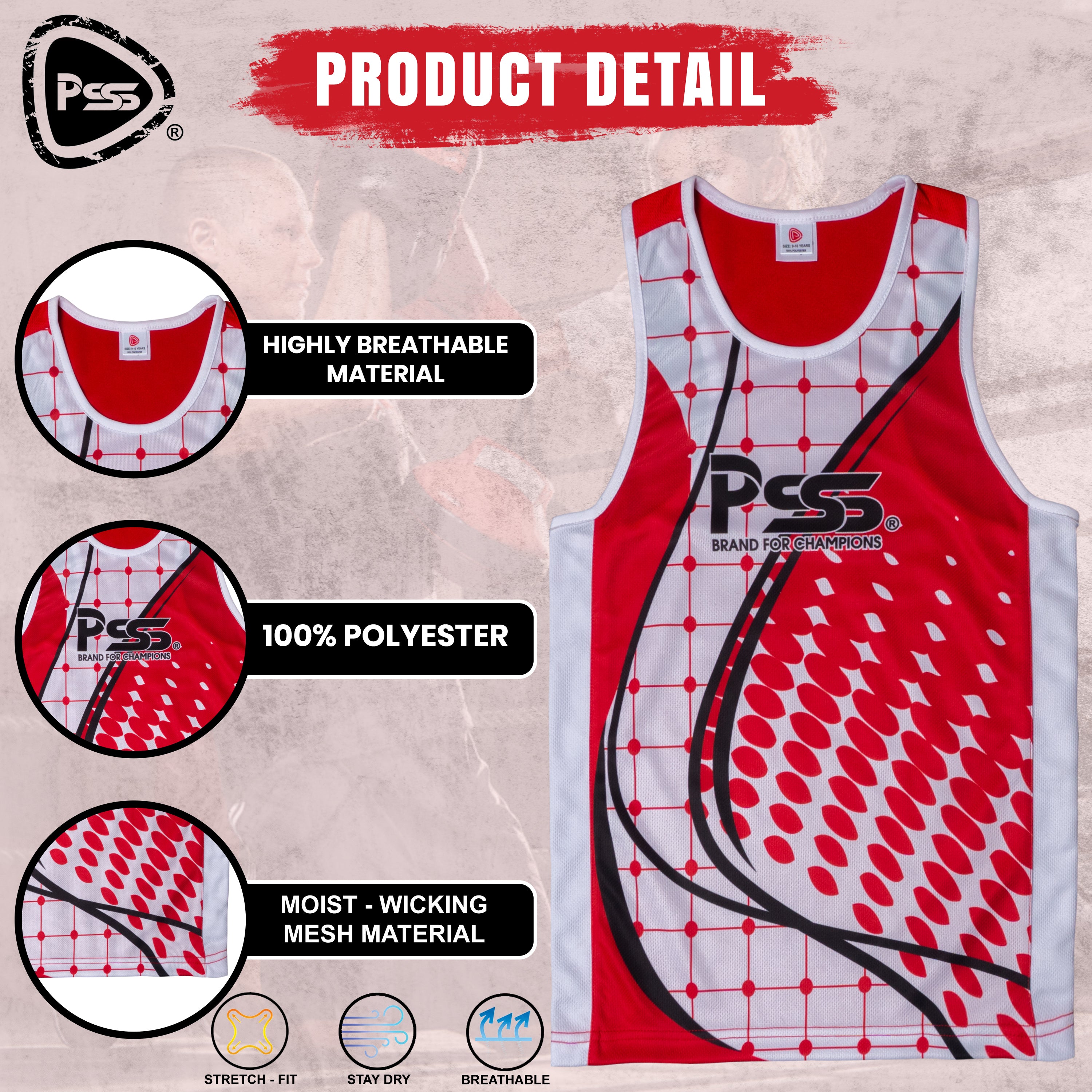 Sublimation Design 1.0 Kids Boxing Uniform Red