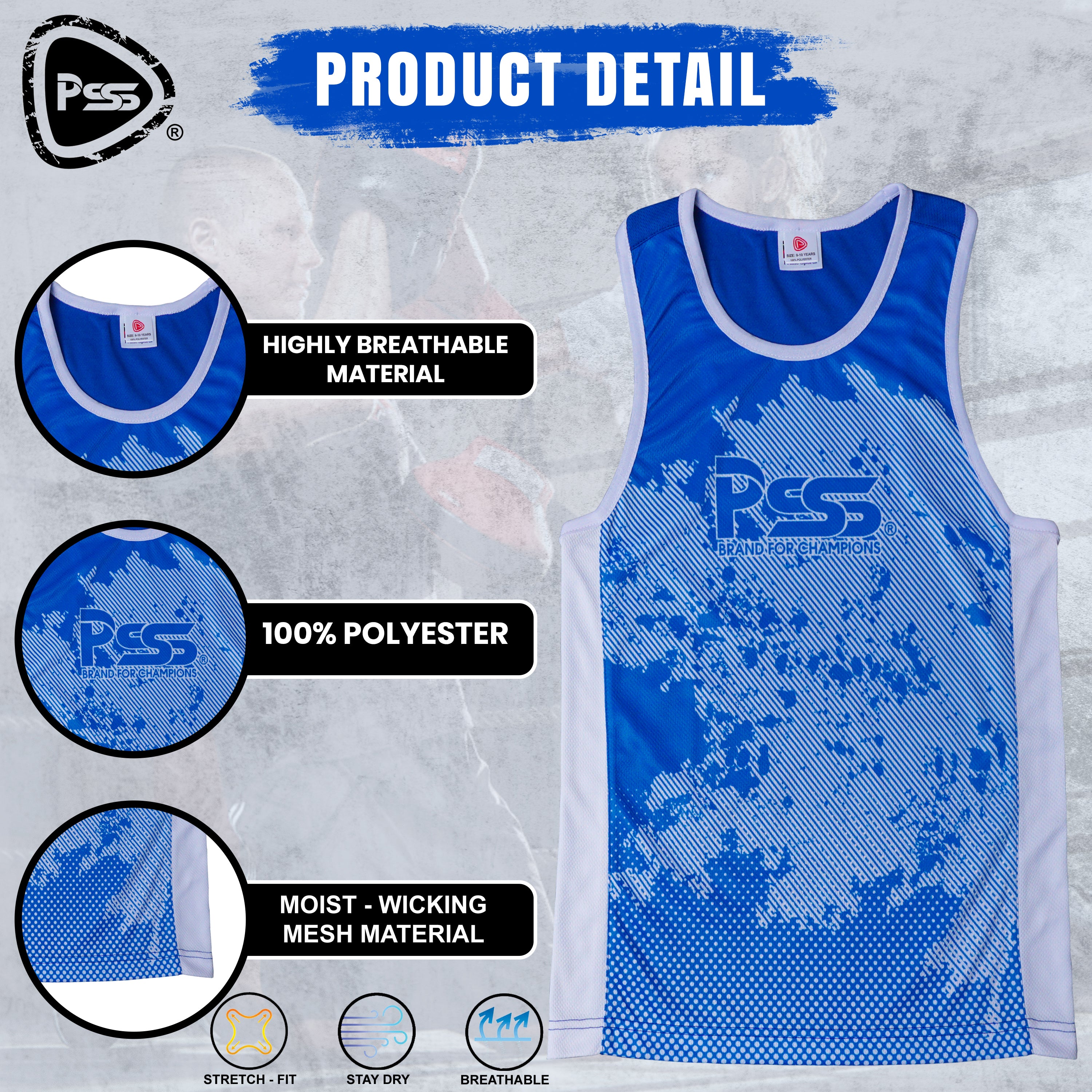Sublimation Design Kids Boxing Uniform Blue