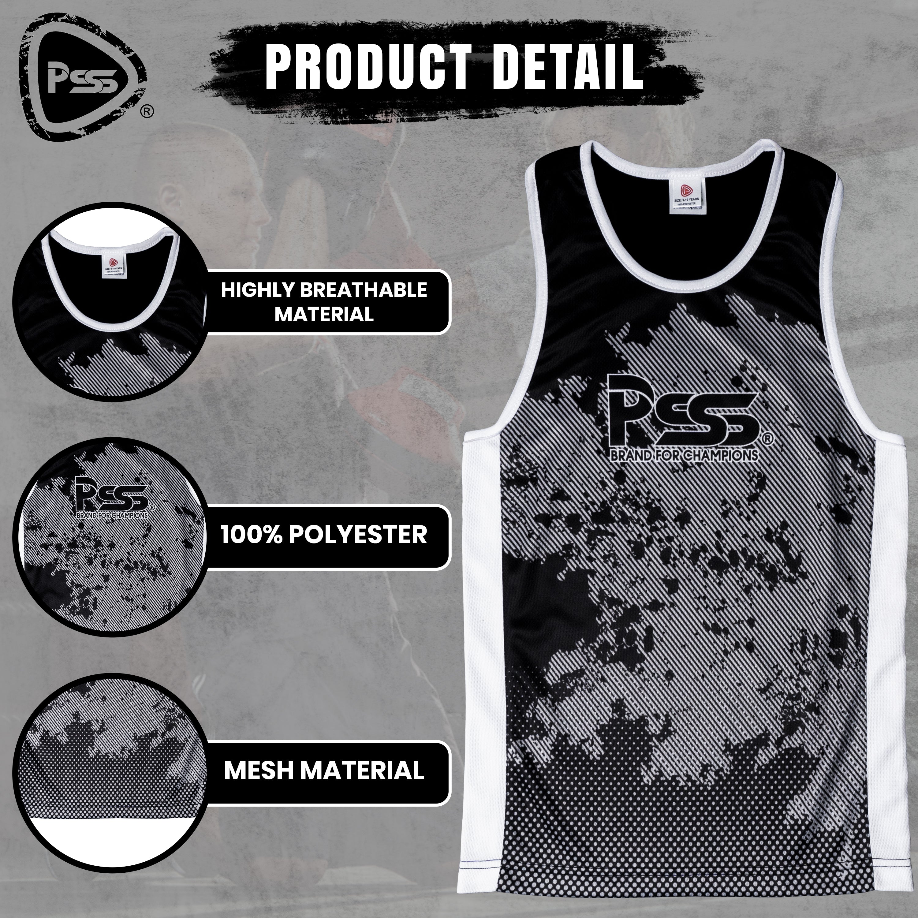 Sublimation Design Kids Boxing Uniform Black