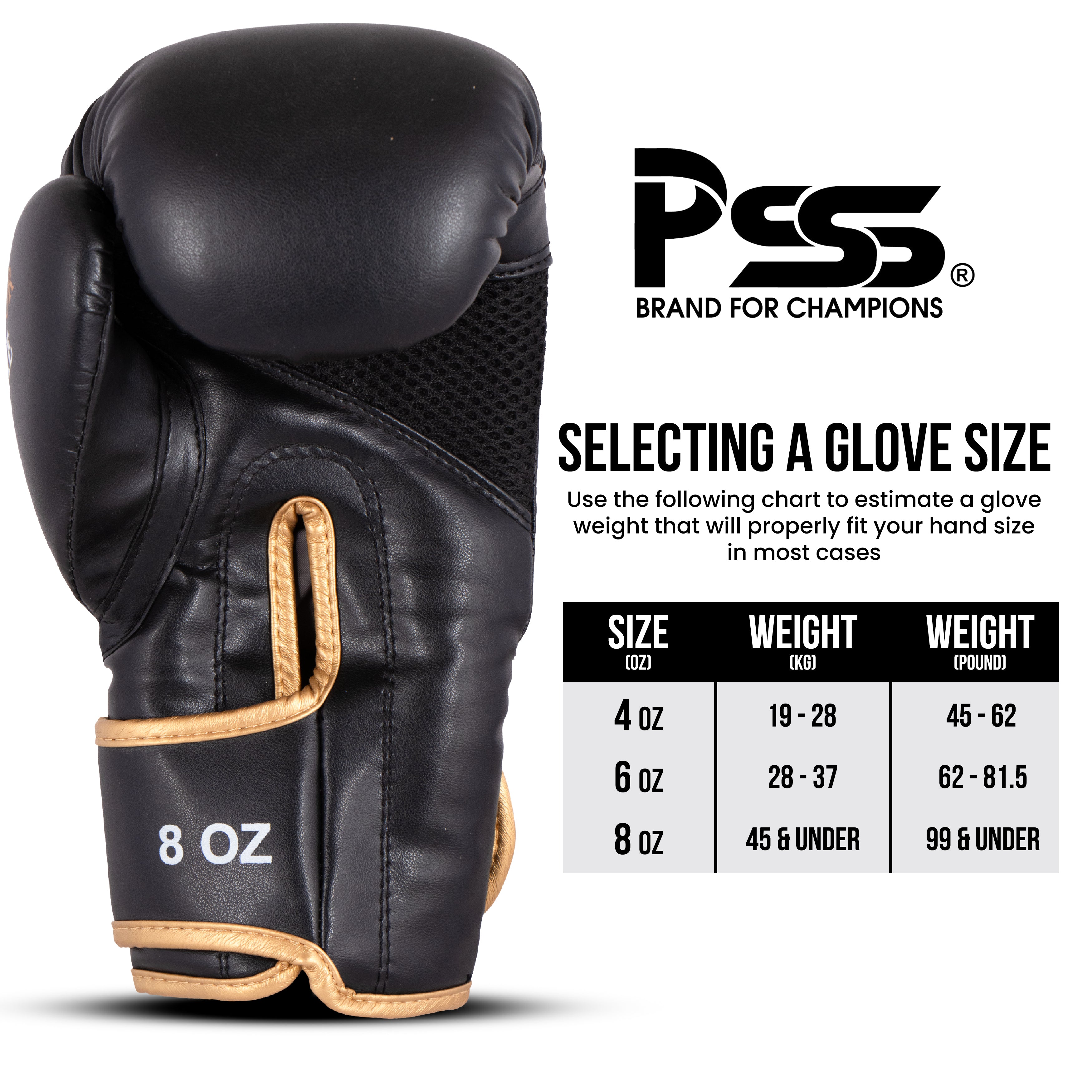 Kids Boxing Gloves Black On Golden Pattern