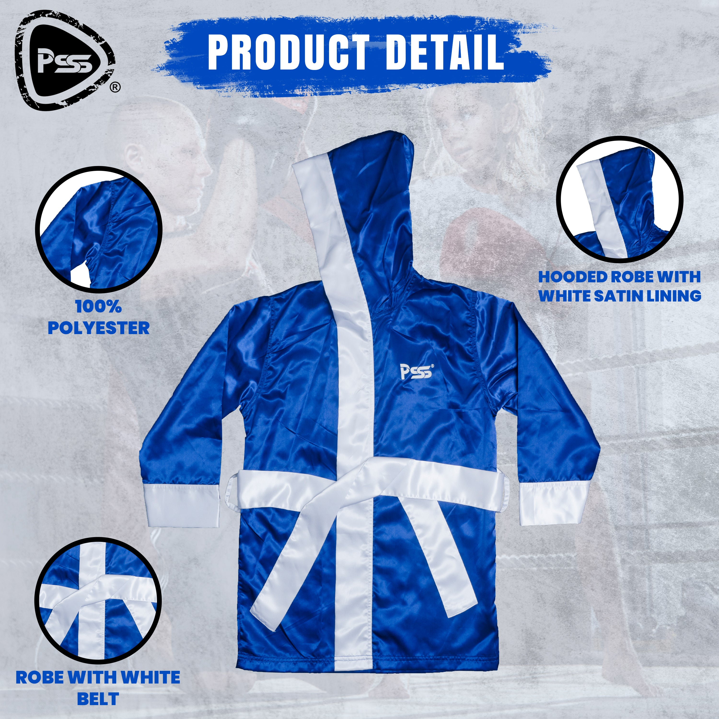Long Sleeve Boxing Robe Uniform Blue