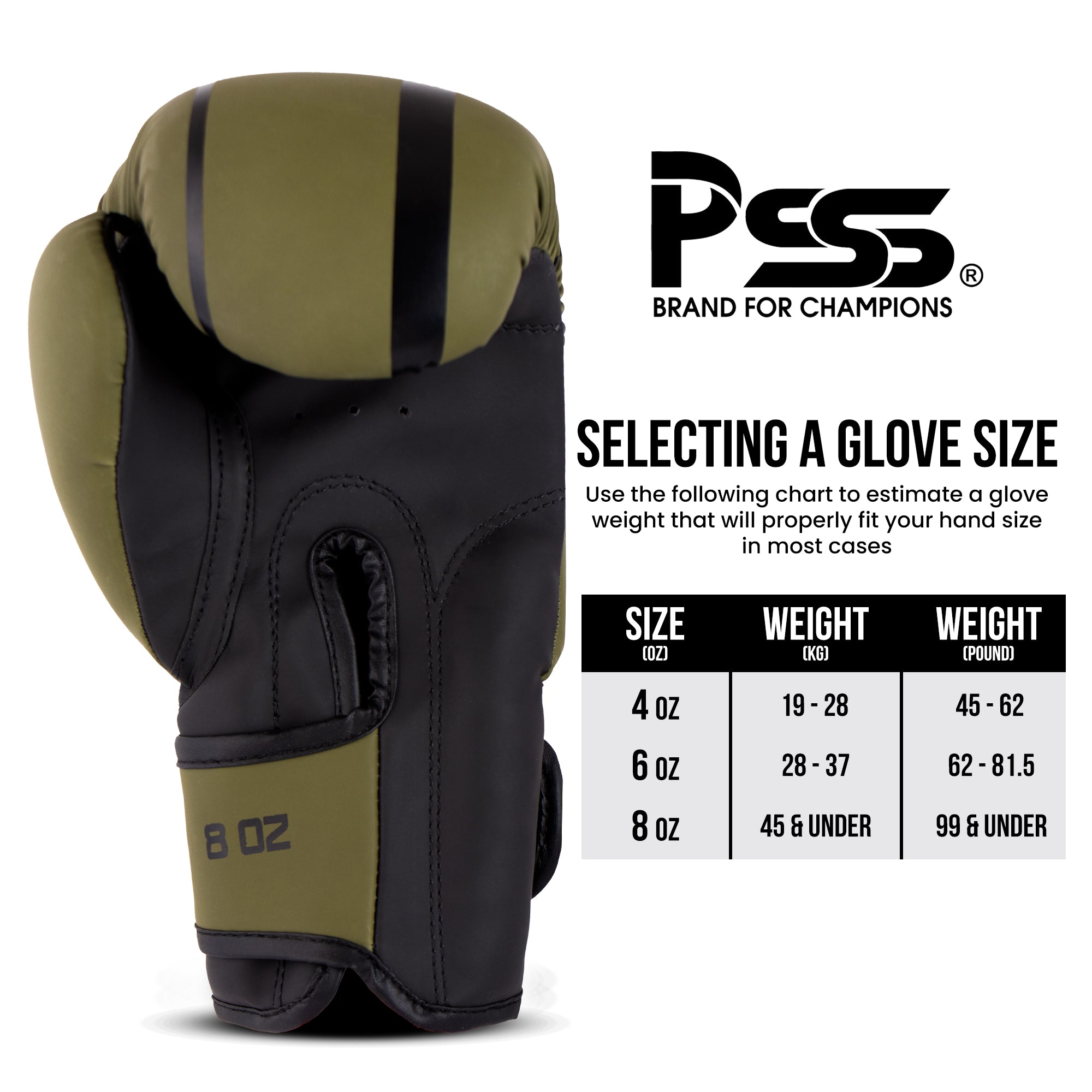 Kids Boxing Gloves Commando Green NOIR SERIES