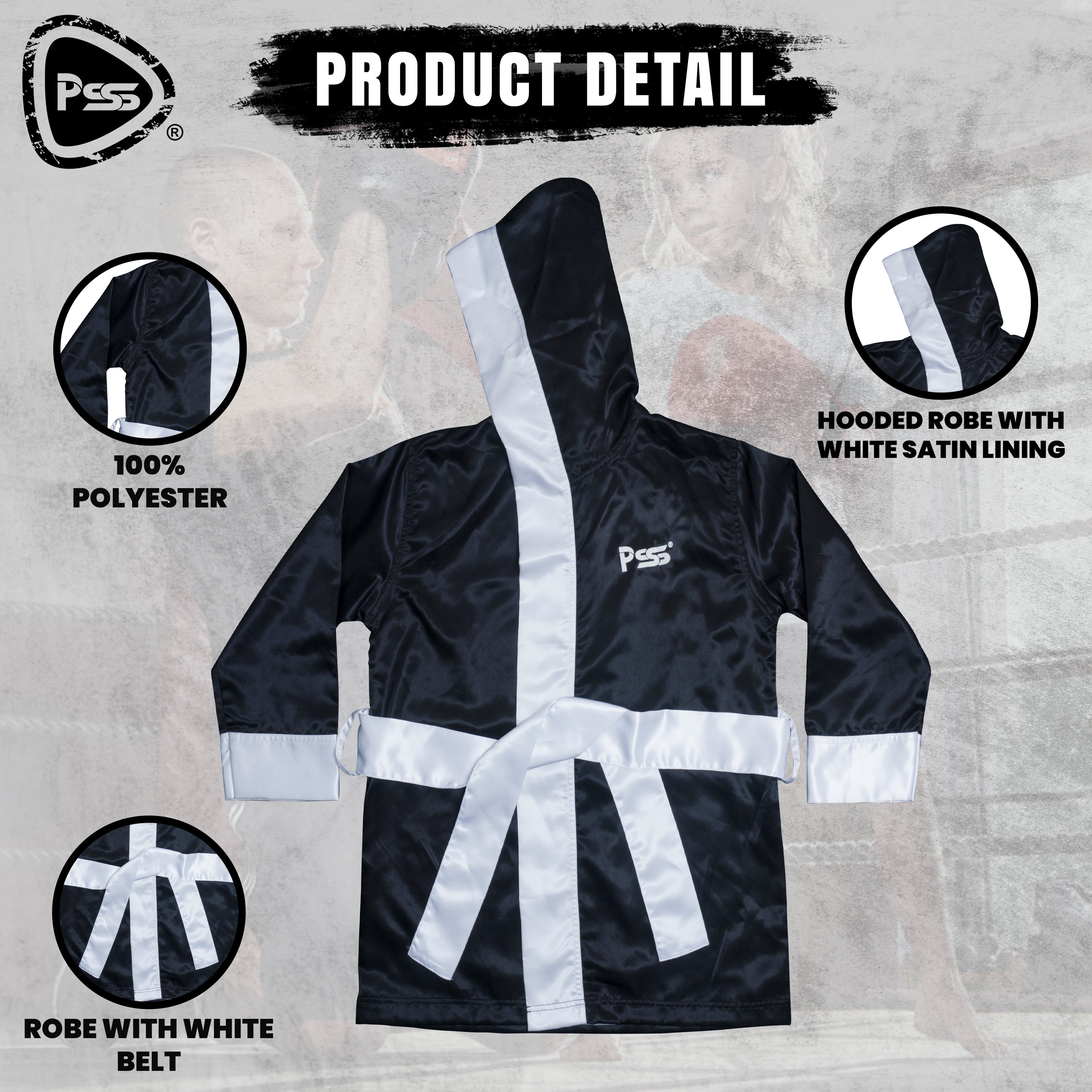 Long Sleeve Boxing Robe Uniform Black
