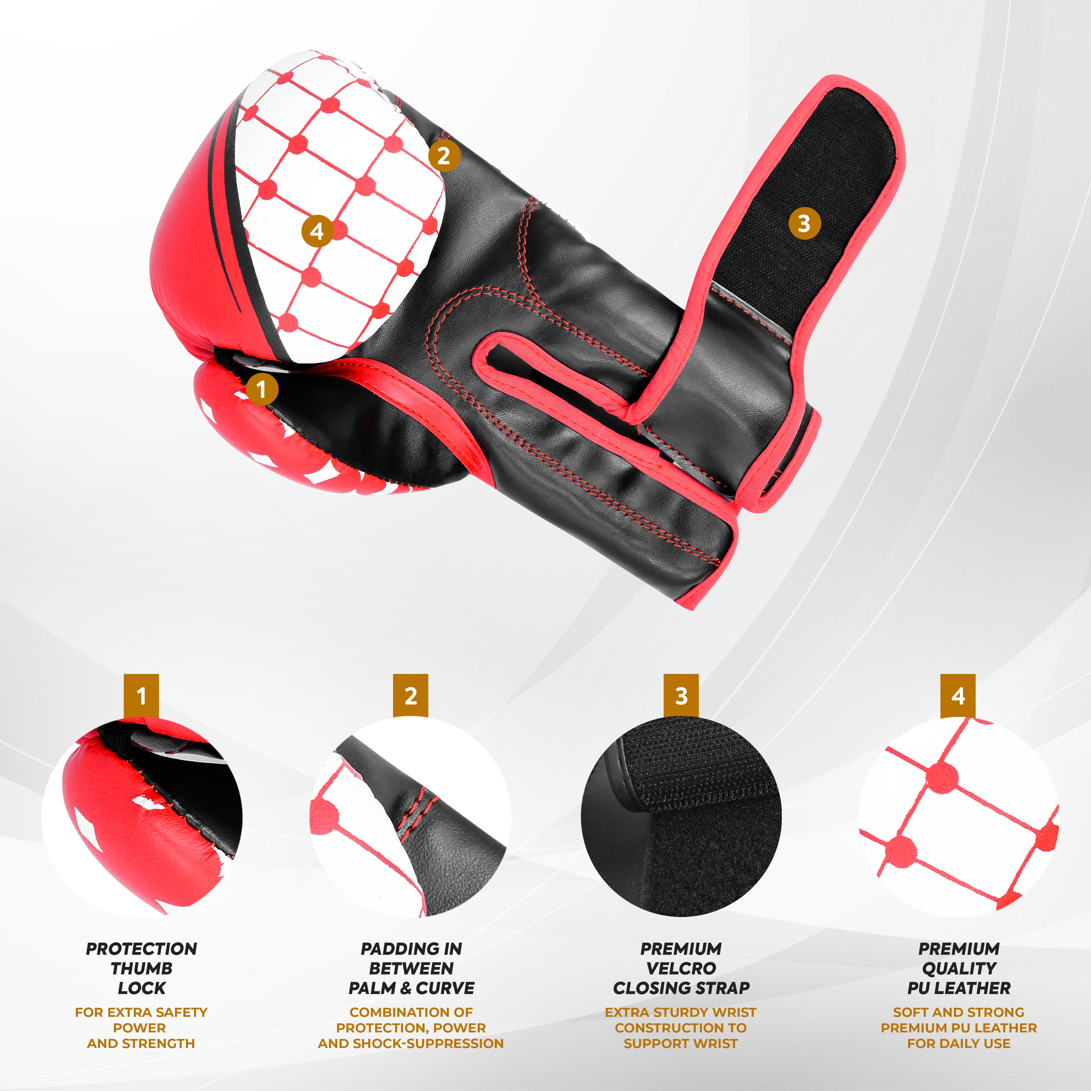 Kids Boxing Gloves Red On White