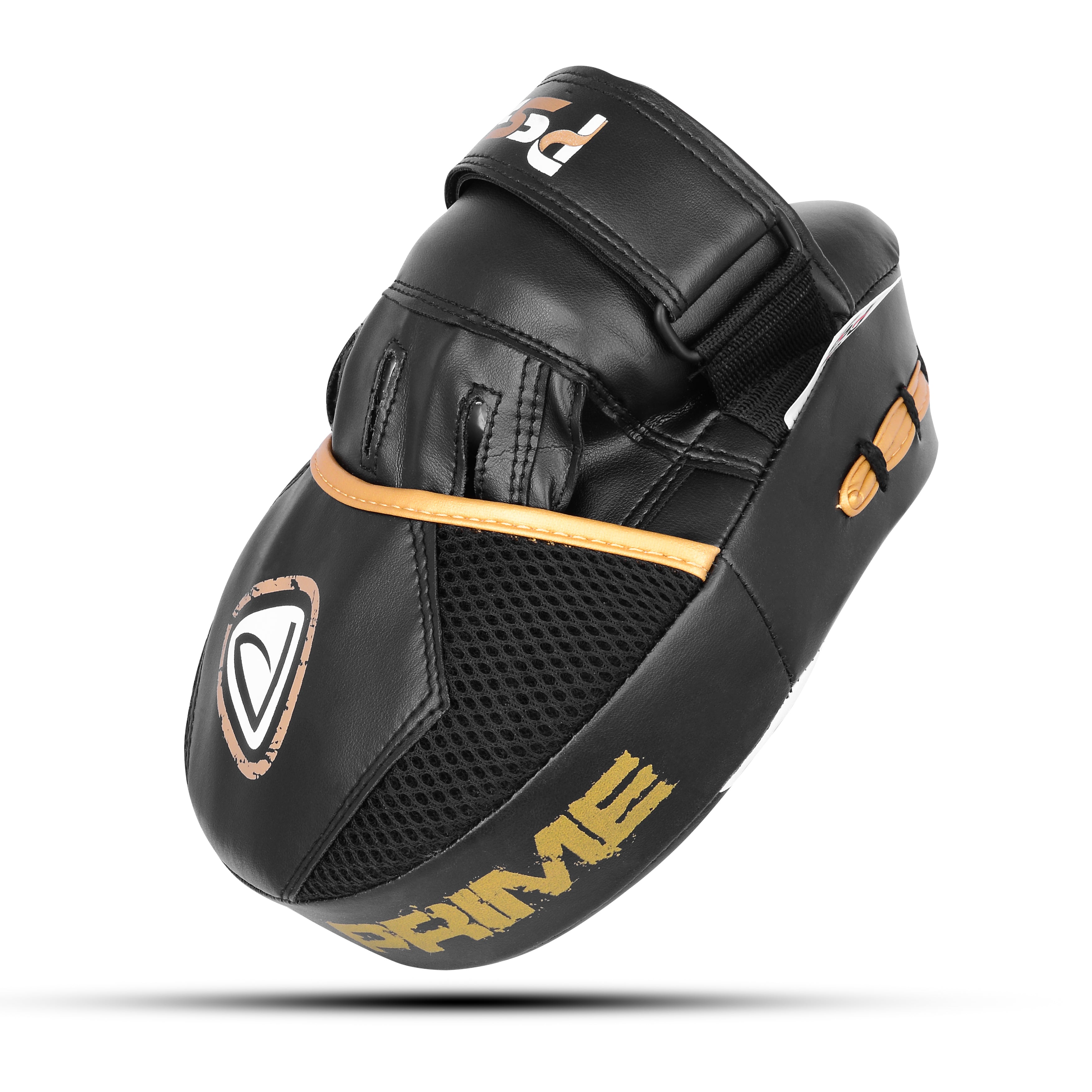 Leather Boxing Pad Black On White & Golden