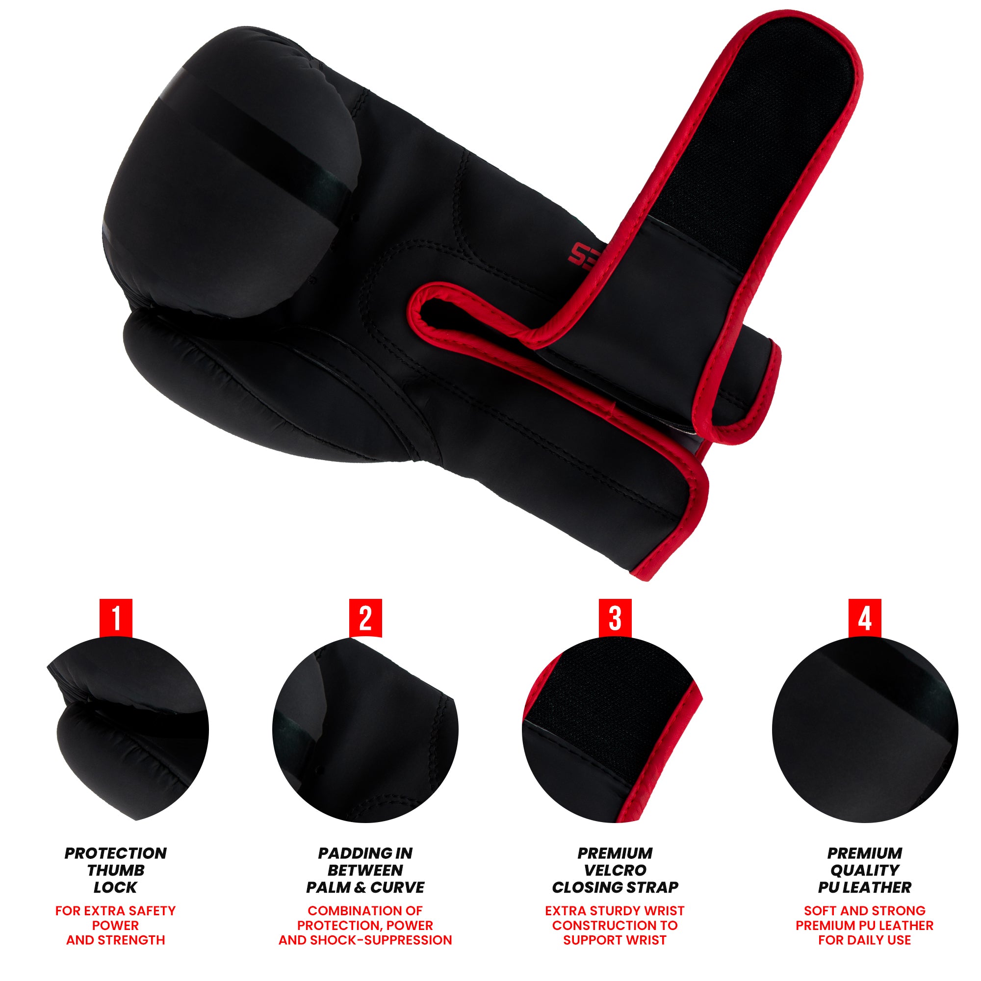 Kids Boxing Gloves Red NOIR SERIES