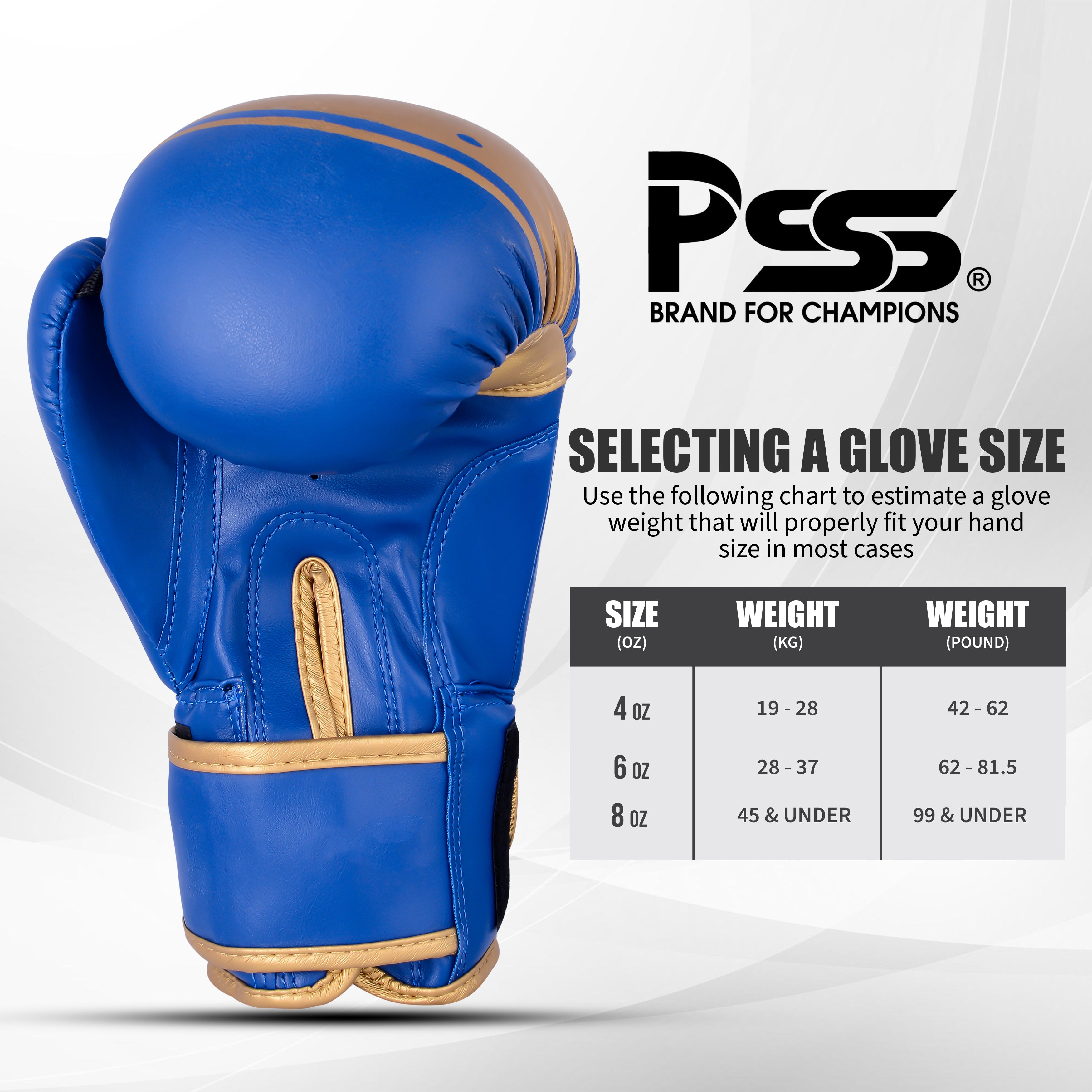 Kids Boxing Gloves Blue On Golden Line