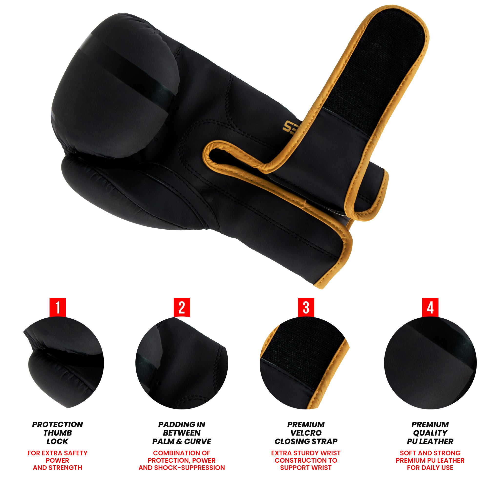 Kids Boxing Gloves Golden NOIR SERIES