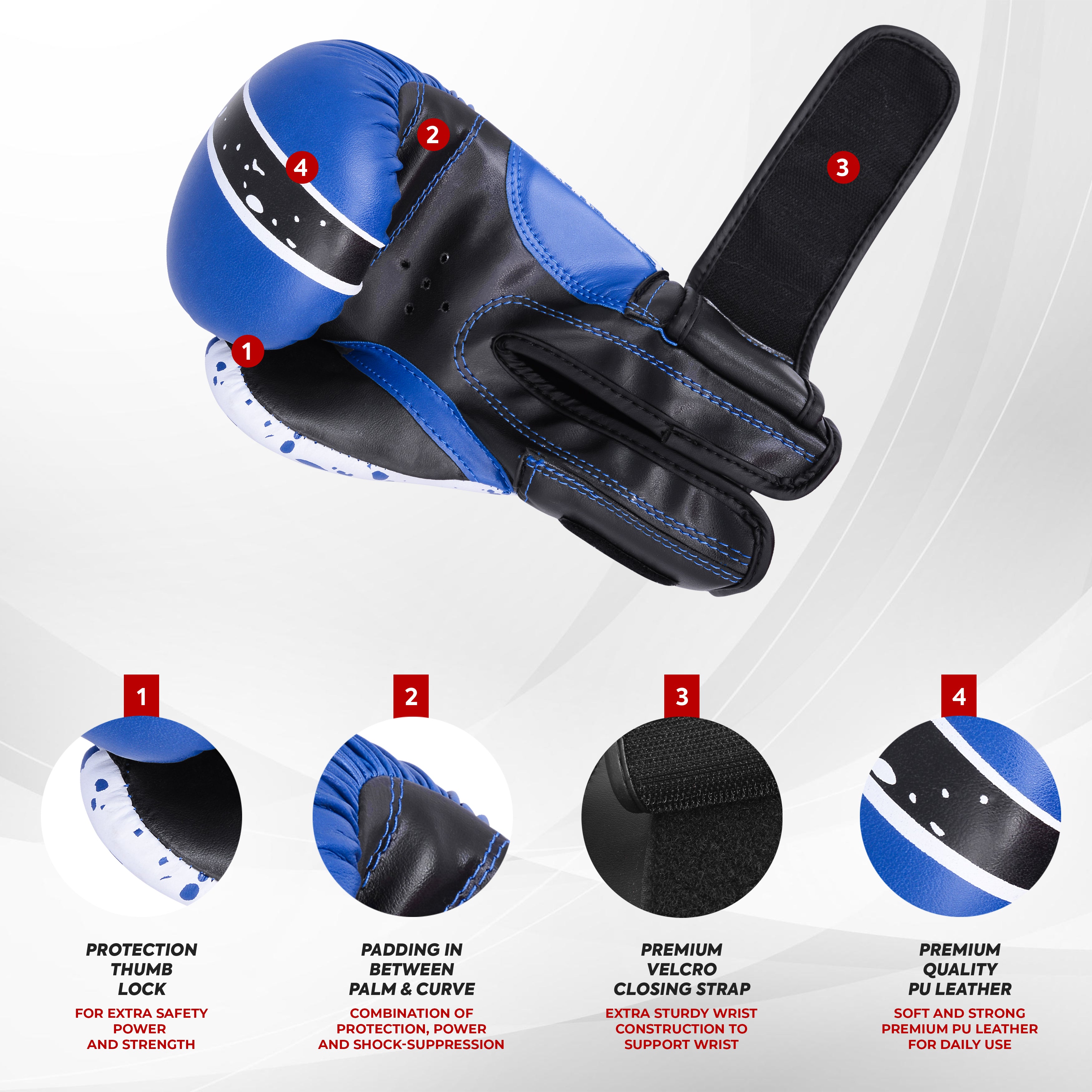 Kids Boxing Gloves Blue & White