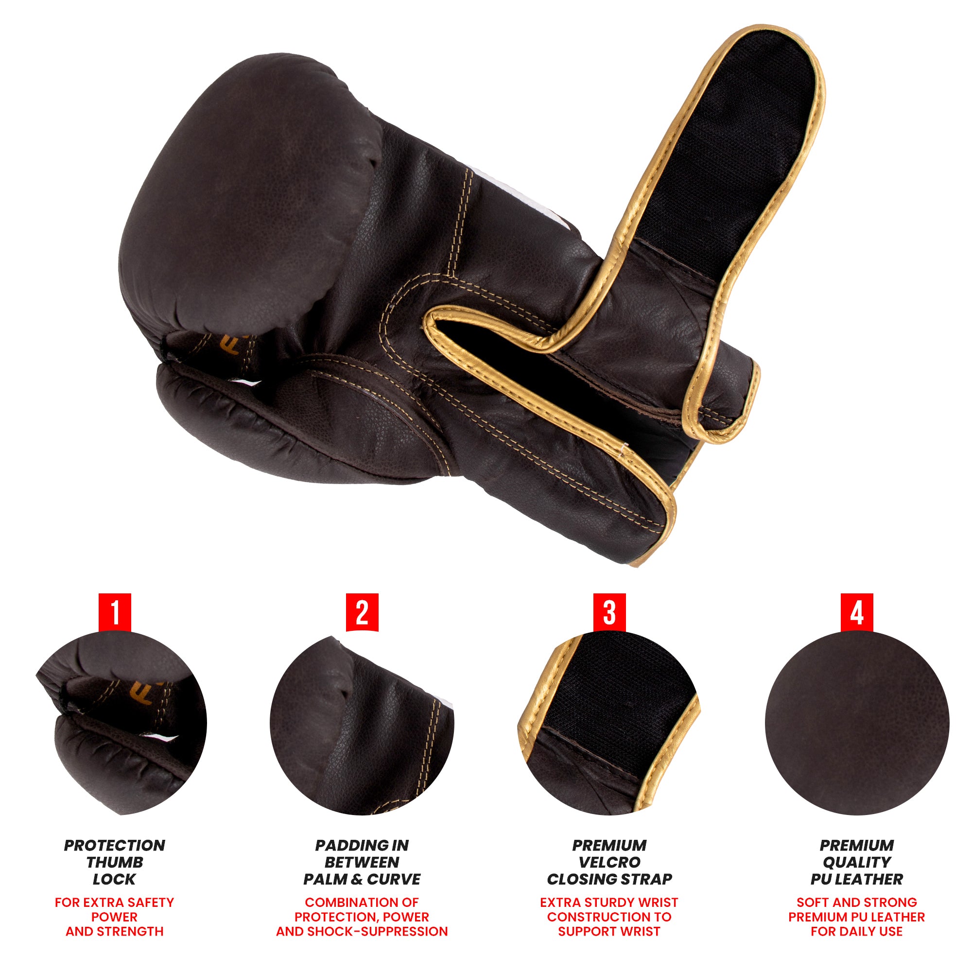 Leather Kids Boxing Gloves Brown