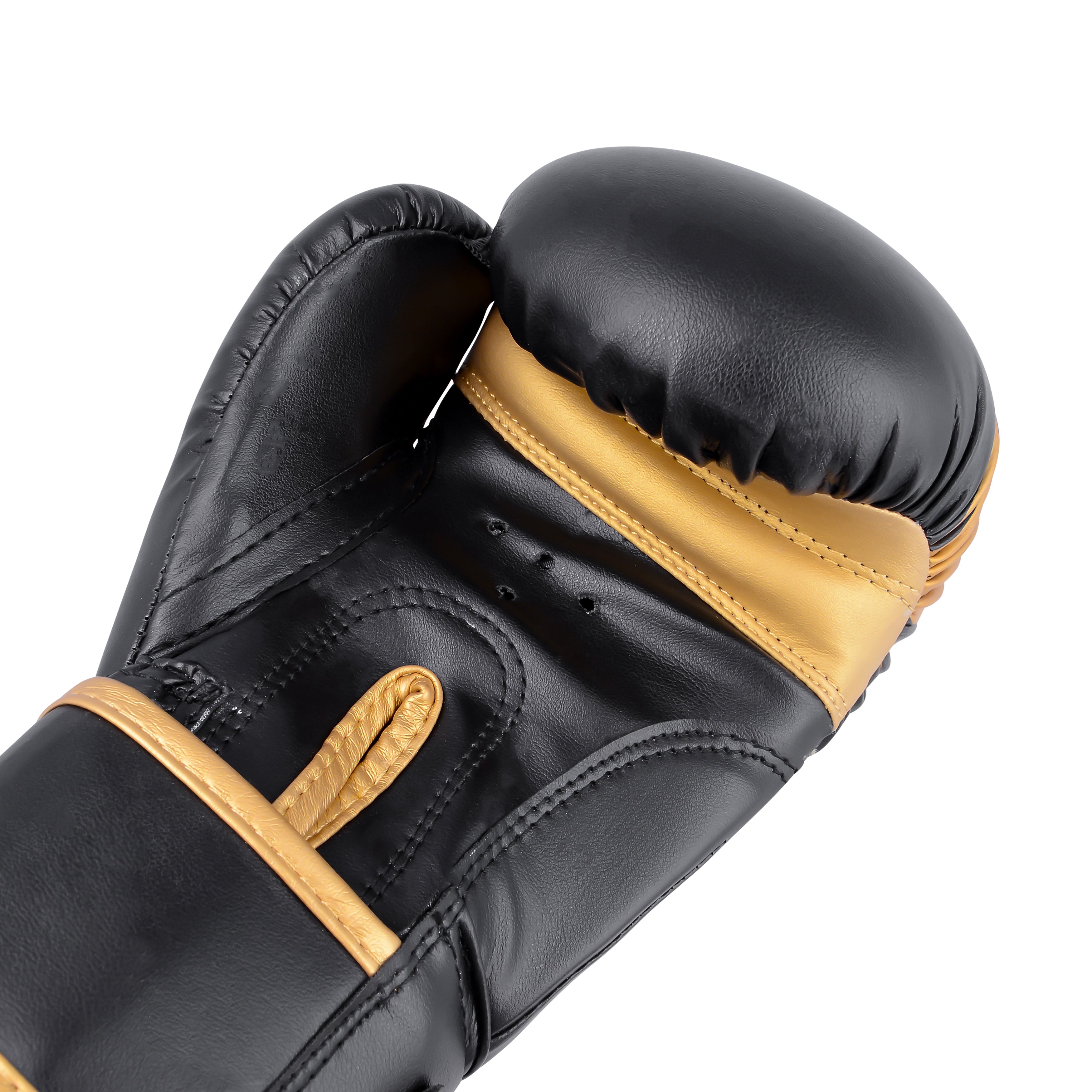 Kids Boxing Gloves Black On Golden Line