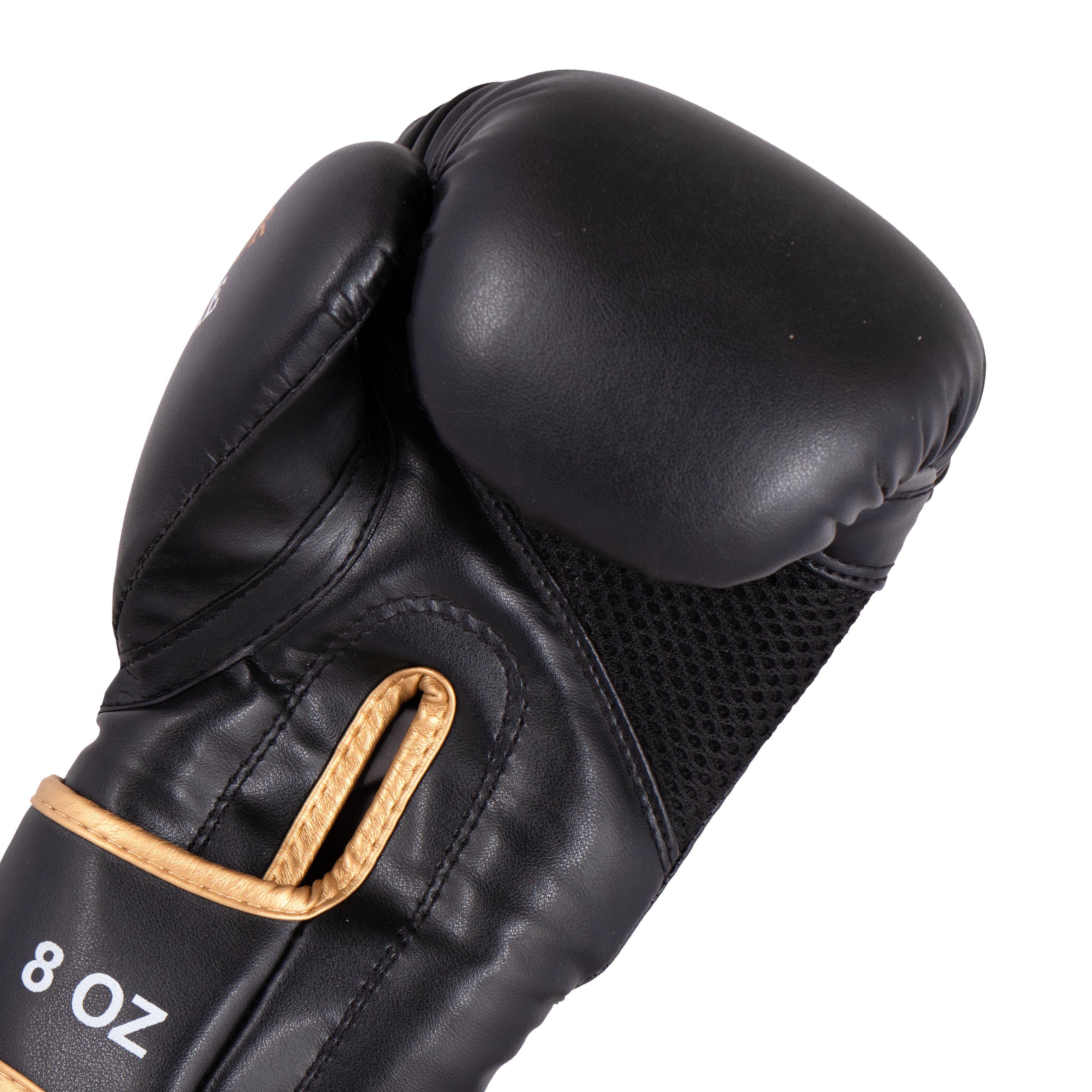 Kids Boxing Gloves Black On Golden Pattern