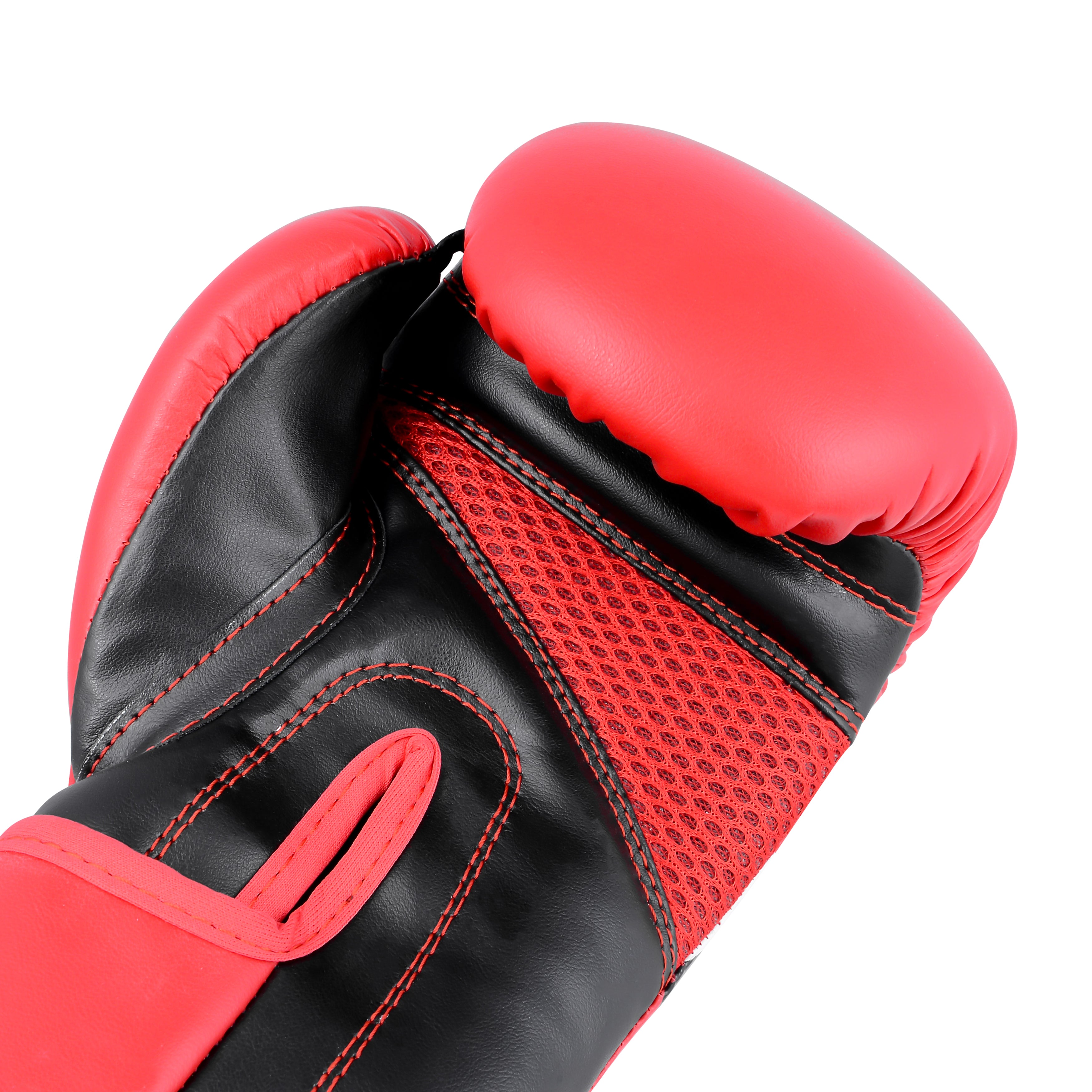 Kids Boxing Gloves Red On White & Black Pattern