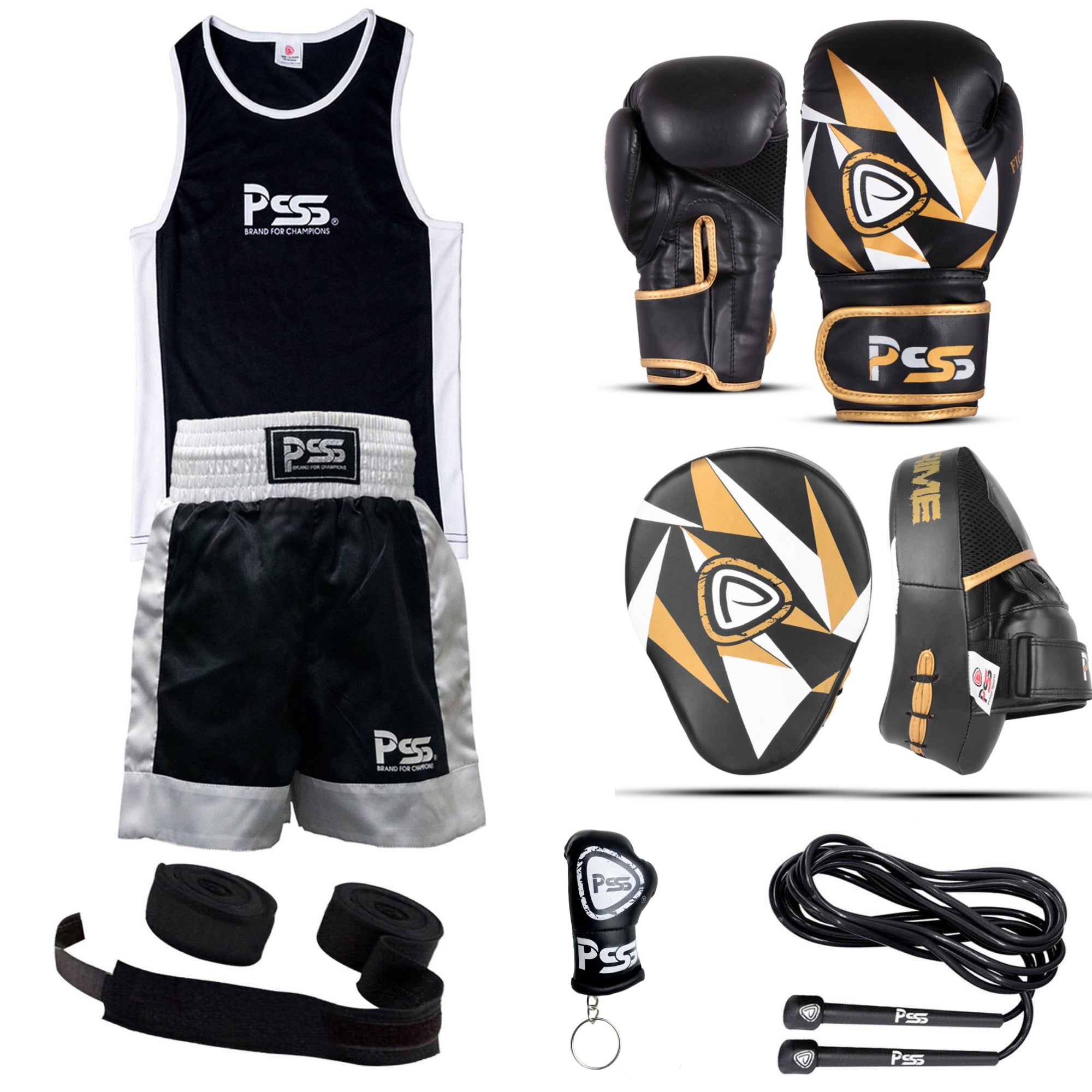 Dynamic Black & Gold Kids Boxing Set